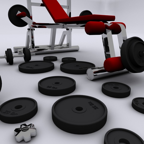 3d realistic exercise machine bench press - Workout Bench by Working Lens Productions
